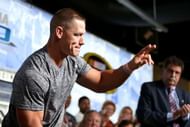 DAYTONA BEACH, FL - FEBRUARY 21:  John Cena is seen at the driver's meeting prior to the NASCAR Sprint Cup Series DAYTONA 500 at Daytona International Speedway on February 21, 2016 in Daytona Beach, Florida.  (Photo by Sean Gardner/Getty Images)